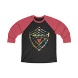 Hawaii Floral Shield Unisex Tri-Blend 3/4 Raglan Tee