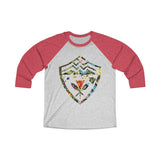 Hawaii Floral Shield Unisex Tri-Blend 3/4 Raglan Tee