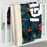 Guam Palm Blue Sherpa Fleece Blanket
