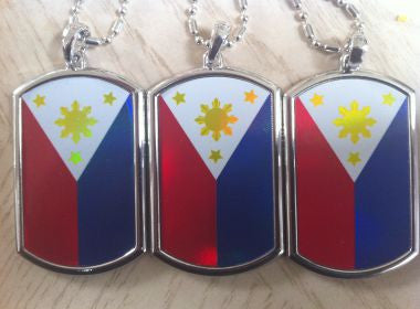 PHILIPPINES FLAG DOG TAGS WITH CHAIN