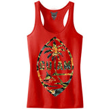 GU FLORAL RED RACER BACK TANK TOP