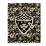 Hawaii Gold Floral Shield Velveteen Plush Blanket