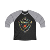 Hawaii Floral Shield Unisex Tri-Blend 3/4 Raglan Tee