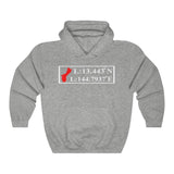 GUAM GPS Longitude Latitude Unisex Heavy Blend™ Hooded Sweatshirt