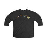 Hawaii Floral Shield Unisex Tri-Blend 3/4 Raglan Tee