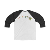 Hawaii Floral Shield Unisex Tri-Blend 3/4 Raglan Tee