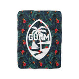 Guam Palm Blue Sherpa Fleece Blanket