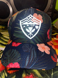 Hawaii Floral Shield Reflective curved Brim Strapback