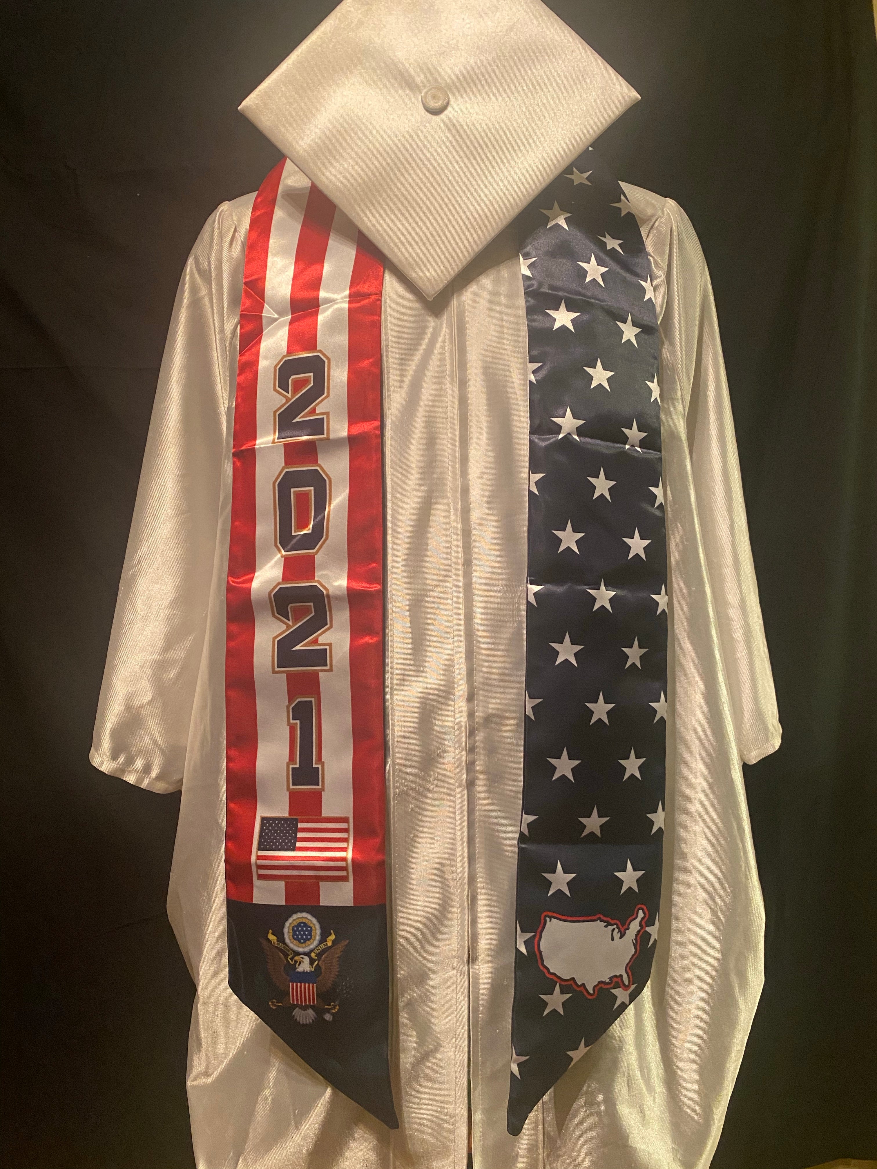 USA Stars and Stripes Graduation Blue Trim Stoles 2023