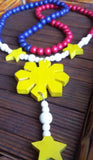 3 Stars and Sun Filipino Wood Necklace