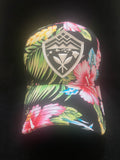 Hawaii Shield Floral Emblem Black Trucker