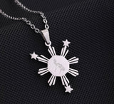 3 Stars and Sun Pendant Necklace
