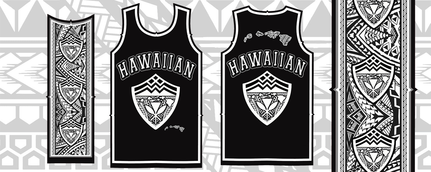 Hawaiian Tribal Jersey Black and White Free Tribal Hat