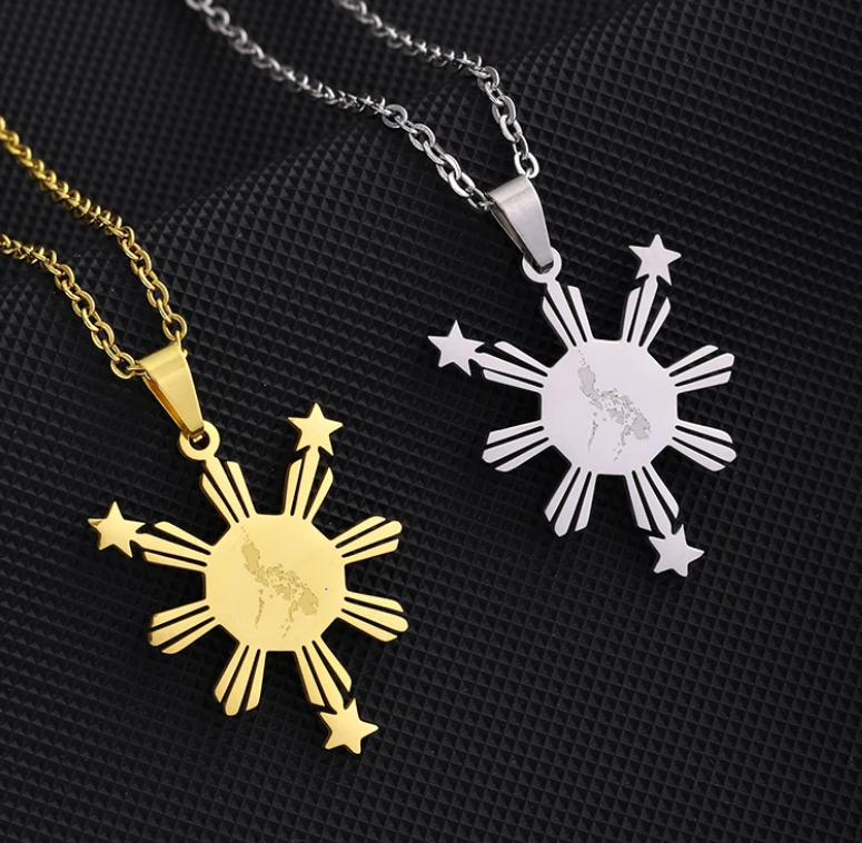 3 Stars and Sun Pendant Necklace