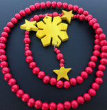 3 Stars and Sun Filipino Wood Necklace