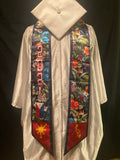 Philippines Floral 2024 Graduation Stoles Blue Trim