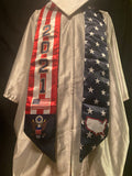 USA Stars and Stripes Graduation Blue Trim Stoles 2023