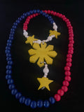 3 Stars and Sun Filipino Wood Necklace