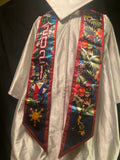 Philippines Floral 2024 Graduation Stoles Red Trim