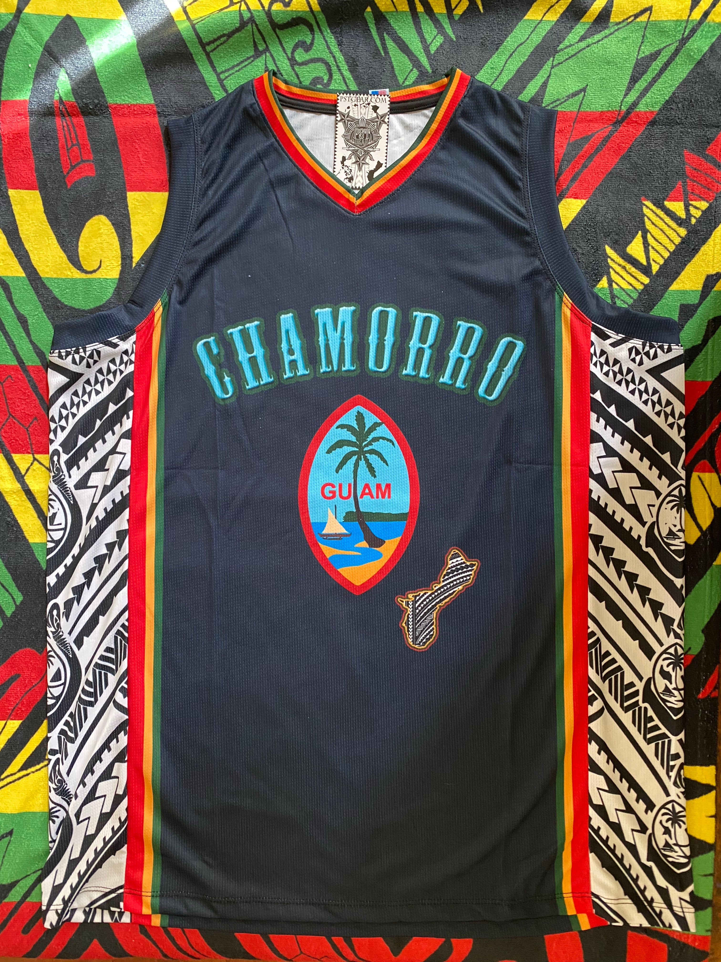 Subliminator Guam Seal Tribal Blue Basketball Jersey 4XL