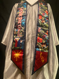 Philippines Floral 2024 Graduation Stoles Blue Trim