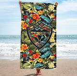 Hawaii Shield Kanaka Floral Beach Towel