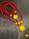 3 Stars and Sun Filipino Wood Necklace